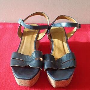 COCLICO Black and Brown Platform Sandals